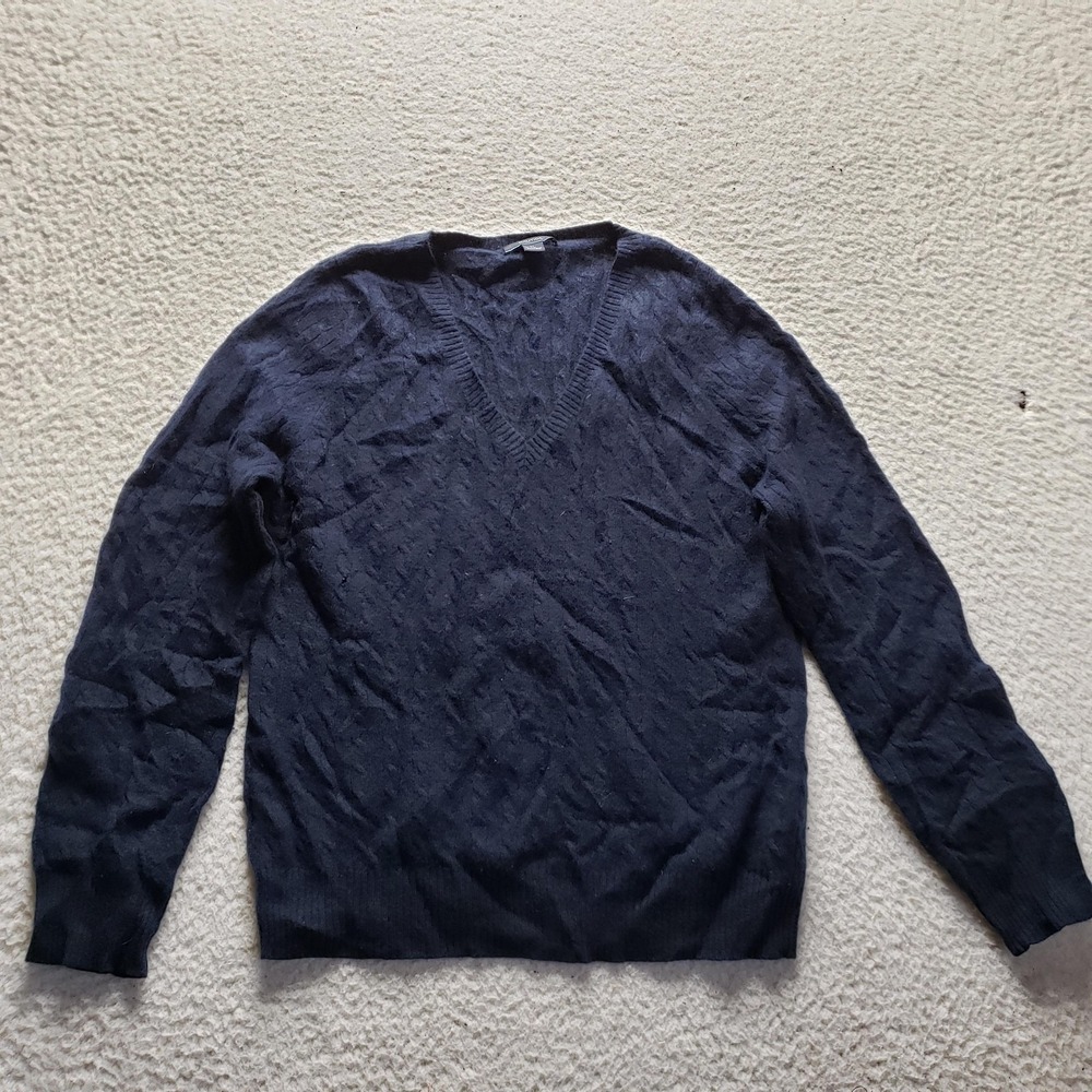 Nautica Sweater Mens XL Blue 100% Cashmere V Neck Lightweight Knit Pullover
